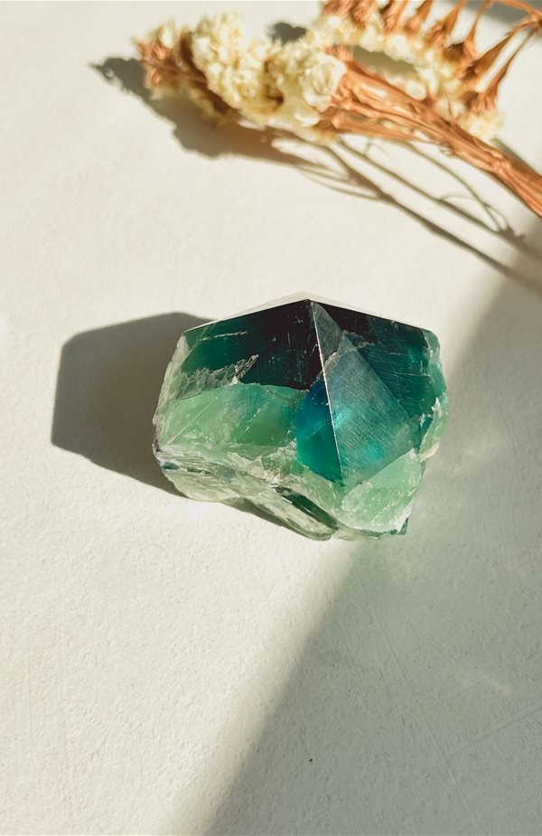 punta grezza in Fluorite verde